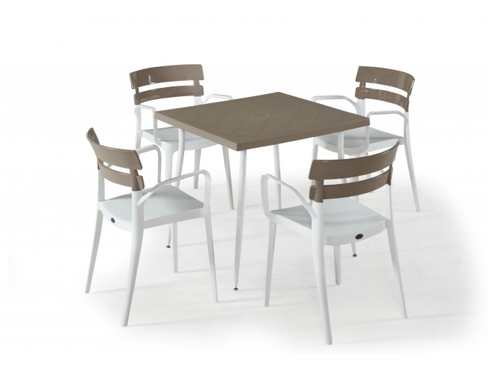 Градински комплект BERMUDA set 4 (бяло/пясъчно бежово)